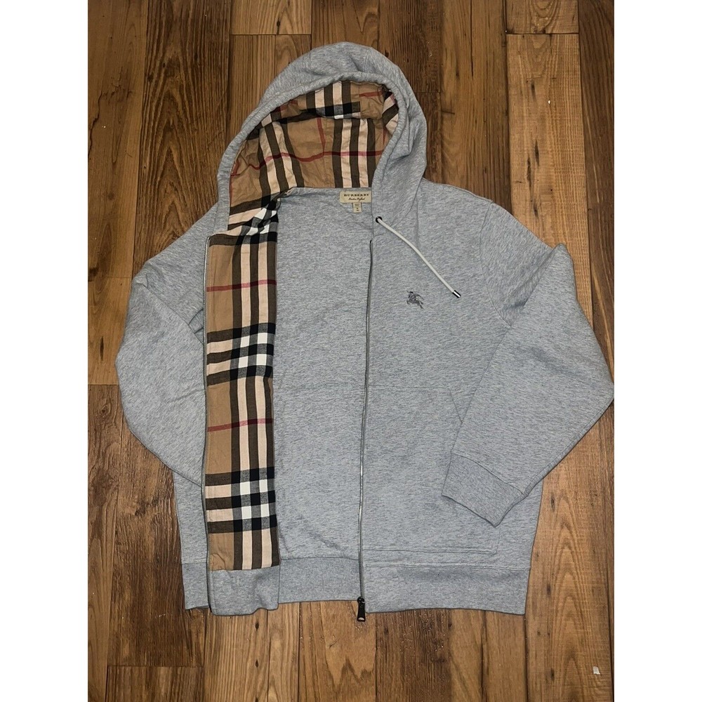 Burberry Fordson Zip Hooded Swearshirt. Zip-up Grey Jacket. Size XL